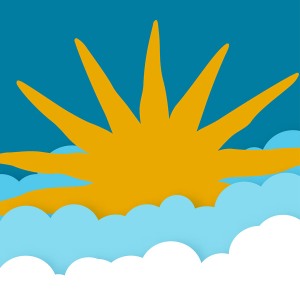Sun between clouds.